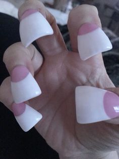 Duck Tip Nails, Rounded Acrylic Nails, Flare Nails, Pink Tip Nails, Gel Nails French, Duck Nails