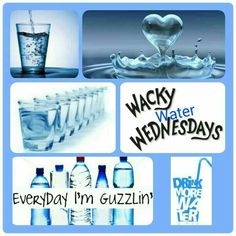 there are many different water related items in this picture and the words wacky water wednesday written on them