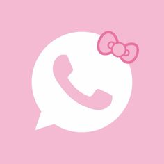 a pink hello kitty wallpaper with a phone and a bow on it's head