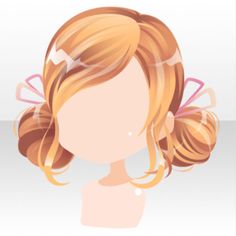 a woman's hair is shown in an animated style, with long blonde curls and pink bows