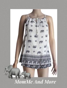 50% Off Womens Elephant Paisley Summer Cotton White Tank Top Cami – MomMe and More Boho Elephant, Boho Fashion Summer, Summer Tank, Summer Tank Tops, Summer Black, Elephant Print, Top Summer