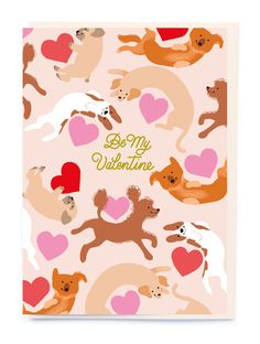 a valentine card with dogs and hearts