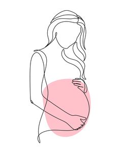 a line drawing of a pregnant woman