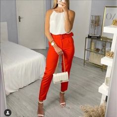 Gorgeous Red Zara High Waisted Pants. Nwt. Size S Comes Without Tags. Comes With Pants Alone Chic Red Bottoms For Going Out, Fitted Orange Pants For Office, Red High Waist Bottoms For Going Out, Zara Orange Bottoms For Work, Elegant High Waist Orange Bottoms, Elegant High-waist Orange Bottoms, Red Ankle-length Party Pants, Red Ankle-length Pants For Party, Chic Red Summer Pants