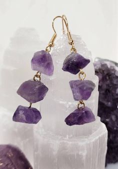 Smart Buys! Three-Tier Raw Amethyst Earrings starting from $12.99 See more. 🤓 #LavenderEarrings #PurpleAmethyst #GiftForHer #FebruaryBirthstone #AmethystJewelry #BridalJewelry #RawCrystalEarrings #DangleDropEarrings #RawAmethyst #CrystalEarrings Jewelry Making Business, Lavender Earrings, Raw Amethyst, Three Tier, Amethyst Jewelry, Large Ring, Big Earrings, Amethyst Earrings, February Birth Stone