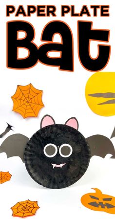 Paper Plate Pumpkins Preschool, Bat Art Projects For Kids Preschool, Kids Crafts Easy Halloween, Bat Paper Plate Craft, Paper Plate Bat Craft, Halloween Paper Plates Crafts, Hanging Bats Craft, Halloween Art Crafts For Toddlers, Bats Preschool Craft