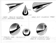 an image of different shapes and sizes of metal objects in black and white ink on paper