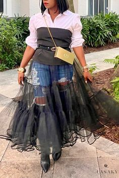 Lasaky - Elegantly Crafted Patchwork Mesh Strapless Dress - Perfect for a Stylish Urban Look Tulle Skirts Outfit, Chic Dress Classy, Up Cycle, African Lace Dresses, Tulle Skirts, Patchwork Skirt, Big Girl Fashion, Shoe Ideas