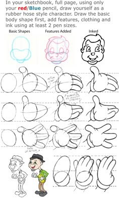 how to draw cartoon characters in the style of children's drawings, with step by step instructions