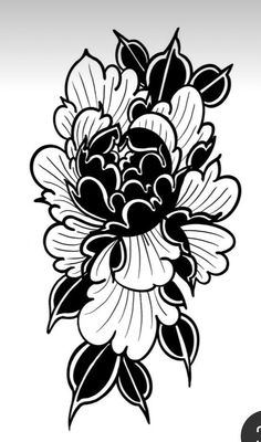 a black and white drawing of flowers