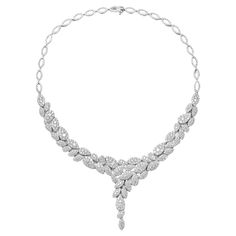 Experience the allure of timeless beauty with this captivating 18 karat white gold diamond necklace. Adorned with a mesmerizing round-cut diamond pendant, this exquisite piece showcases a remarkable 22.08 carats of sparkling brilliance. The diamonds, carefully selected for their exceptional G color and SI1 clarity, radiate a captivating fire and scintillation that is truly breathtaking. Meticulously crafted with precision and attention to detail, this necklace is a testament to the artistry of f Diamond Necklace Elegant 1stdibs, Luxury Elegant Diamond-shaped Necklace, Luxury Brilliant Cut Diamond-shaped Necklace, Luxury Diamond-shaped Necklace For Formal Occasions, White Gold Diamond Necklace, Luxury Brilliant-cut Evening Necklace, Retro Geometric, Gold Diamond Necklace, Wedding Jewelry Sets