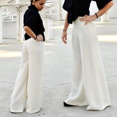 Cream White Elegant Pants, Wide Leg Flare Trousers ◈ Stylish and chic fashion is our shared dream! You can be sure that this piece is made with a lot of love and craftsmanship.  The top is available - https://etsy.me/2TeHIf3 ◈ S I Z I N G ◈ This item is available from XS to 3XL. Please, have a look at my Size Chart below before placing your order.  ◈ D E L I V E R Y ◈ This item will be shipped in up to 5 days after your order was placed.  We ship with a standard post or Express courier depending Chic Non-stretch White Wide Leg Pants, Chic White Non-stretch Wide Leg Pants, White Wide-leg Dress Pants With Pockets, White Wide Leg Dress Pants With Pockets, Elegant Pants, Maxi Pants, White Wide Leg Pants, Japanese Clothing, Elegant Pant