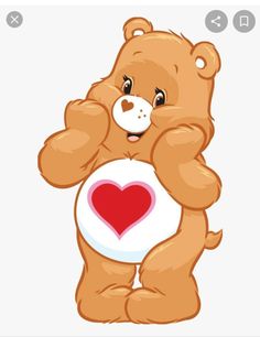 a brown teddy bear holding a heart on top of it's chest with the caption good luck beat meet the care bears