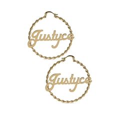 A classic beauty style worthy of royalty! Bring out the Princess in you with our very popular Script Name Earrings. This charming piece features a clean, elegant script adorned by a lovely design that can be personalized for a truly unique style. For many, this design serves as their first or favorite name earrings, as it is the most authentic replica of the iconic nameplate earrings we've all come to know and love. This popular style has become a must-have for any jewelry lover and you won't wa Nameplate Earrings, Name Earrings, Beauty Style, Classic Beauty, The Princess, Jewelry Lover, Name Plate, Popular Style, Gender Female