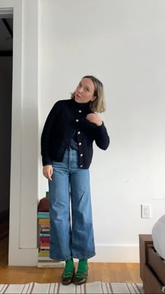 @sezane cardigan, jeans, + shoes on @avawillyums Womens Workwear Outfits, Copenhagen Fall Outfit, Sezane Cardigan Outfit, Indie Office Outfit, Winter Outfits Cardigans, Winter Trends 2024, Work Outfit Jeans, Cardigan And Jeans Outfit, Dress Over Jeans Outfit