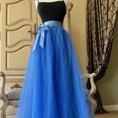 New With Tags. Color Is Royal Blue. Regular And Plus Size Long Maxi A-Line Tutu Tulle Skirt Elastic Waistband.5 Layers Of Tulle Plus A Satin Lining And A Matching Ribbon. Great Skirt For Party, Wedding, Any Special Occasion Or Celebration. Size In Inches S-Waist 22-34 M-Waist 24-36 L -Waist 26-38 Xl-Waist 28-40 1x-Waist 30-42 2x-Waist 32-44 3x- Waist 34-46 Length Is 43" On All Sizes. Please Make Sure To Follow The Size Guide Carefully And Asked Any Questions Before Purchasing. Price Is Firm! Blue Tulle Bottoms For Spring, Spring Blue Tulle Bottoms, Blue Tulle Party Bottoms, Blue Tulle Party Maxi Skirt, Blue Tulle Maxi Skirt For Party, Blue Tulle Skirt For Summer, Party Blue Tulle Maxi Skirt, Blue Long Tulle Skirt, Blue Tiered Tulle Skirt