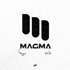 the logo for magma is shown in black and white, with an abstract design