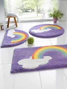 bathroom rugs with rainbow and clouds on them