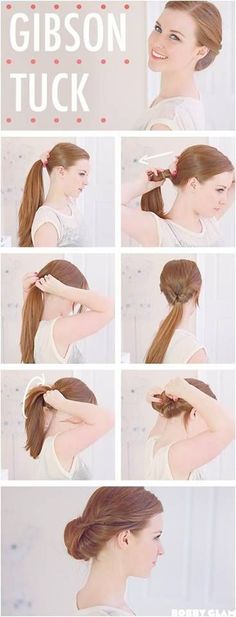 Tuck Hairstyle, Work Updo, Quick Hairstyle, Cute Simple Hairstyles, Hairstyle Tutorials, Office Women, Easy Hairstyle, Hair Videos Tutorials