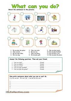 the worksheet for what can you do? with pictures and words on it