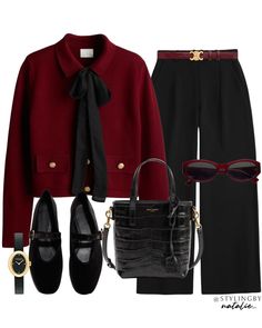 Instagram Evil Clothes, Red And Black Outfits, New York Outfits, Burgundy Outfit, Winter Fashion Outfits Casual, Elegant Dresses Classy, Everyday Fashion Outfits, Paris Outfits, Classy Work Outfits