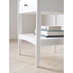 a white table with two drawers on it