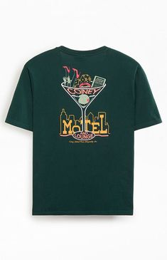 The Coney Island Picnic Motel T-Shirt offers a relaxed yet eye-catching look. With short sleeves, a crew neckline, and a distinctive martini graphic on the left chest and back, it’s a fun and stylish choice for any casual outing.Solid color teeShort sleevesCrew necklineConey graphicsStandard fitMachine washable Coney Island Picnic Mens Motel T-Shirt - Blue size Medium Retro T-shirt With Back Print For Summer, Retro Summer Tops With Back Print, Men’s Graphic Tee, Frat Merch, Martini Graphic, Graphic Tees Men, Bar Shirt, Bar Crawl, Espresso Martini