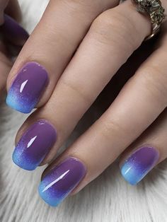 75+ Best Purple and Blue Nail Designs to Try 3 Color Manicure Ideas, Blue And Purple Gel Nails, Purple Fade Nails, Dip Nail Design, Purple Blue Nails, Purple And Blue Nails, Dipped Nails Ideas