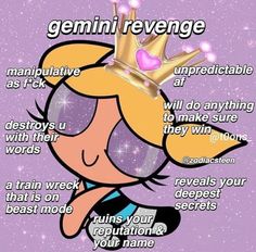 a cartoon girl with a crown on her head and the words genni revenge above it