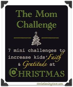 a cross stitch christmas card with the words'the mom challenge'in green and black