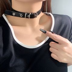 Length: 31-40cm Grunge Emo Outfits, Goth Choker Necklaces, Leather Goth, O Ring Choker, Goth Choker, Leather Choker Necklace, Boho Grunge, Y2k Punk, Black Choker Necklace