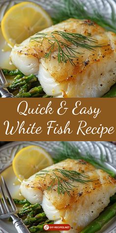 quick and easy white fish recipe with lemons, asparagus and dill