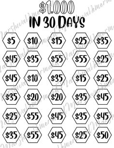 the $ 1, 000 in 30 days sign is shown with black and white hexagonal