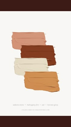 four different shades of brown, beige, and white paint with the words color theory on it