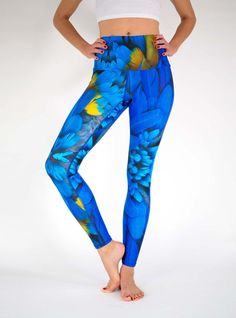 Blue Eco-Friendly High Waisted Yoga Leggings BLUE BIRD Bluest blue and a pinch of yellow. These yoga leggings are designed with a wide waist, and fast-dry, premium Italian recycled fabric so that they maximize your comfort and let you move freely as a bird. Made in small batches in Germany. FABRIC AND DETAILSThe fabric used in our leggings is durable techno-fabric, which doesn’t lose its shape, fade or pill over time. It is silky smooth, soft, breathable, and lightweight. We´ve chosen this fabri Cheap Blue Yoga Bottoms, Dance Gym, Yoga Pants Pattern, Yoga Tights, High Waisted Yoga Leggings, Sup Yoga, Printed Yoga Leggings, Yoga Posen, Pilates Barre