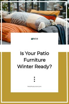 Cozy patio setup with layered blankets and pillows suggests preparing furniture for winter. Luxury Outdoor Furniture, Outdoor Dining Spaces, Beautiful Patios, Patio Dining Table, Adirondack Chairs, Furniture Care, Patio Dining Set, Outdoor Dining Area, Furniture Inspiration