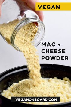 mac and cheese is being poured into a pot