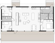 the floor plan for an apartment with two beds and one living room, which is divided into