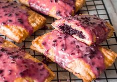 blueberry danish pastries cooling on a wire rack