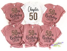 five birthday shirts with the number 50 on them