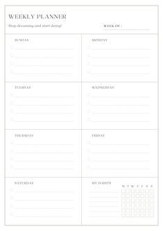 the printable weekly planner is ready to be used as a reminder for someone's upcoming