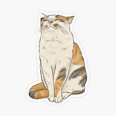 an orange and white cat sticker sitting down