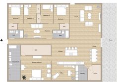 an apartment floor plan with two separate rooms