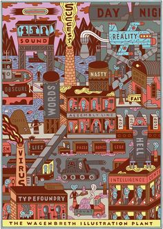 an illustration of a city with lots of buildings