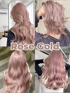 Rose Champagne Hair, Rose Grey Hair, Cool Toned Pink Hair, Light Rose Gold Hair, Rose Pink Hair Color, Cool Toned Pink, Soft Pink Hair, Hair Color For Tan Skin, Dusty Rose Hair