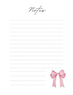 a note with a pink bow on it