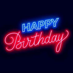 happy birthday neon sign on dark background