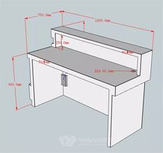 an image of a desk with measurements for it