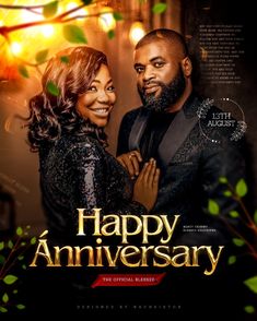 happy anniversary poster with two people