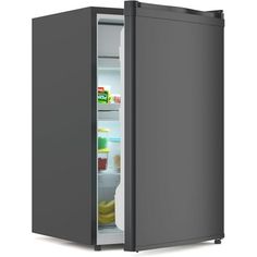 an open refrigerator with its door wide open